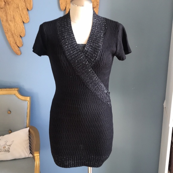 Set of 2 knit sweater bodycon mini dresses red & black short sleeves pull over S - Picture 9 of 16